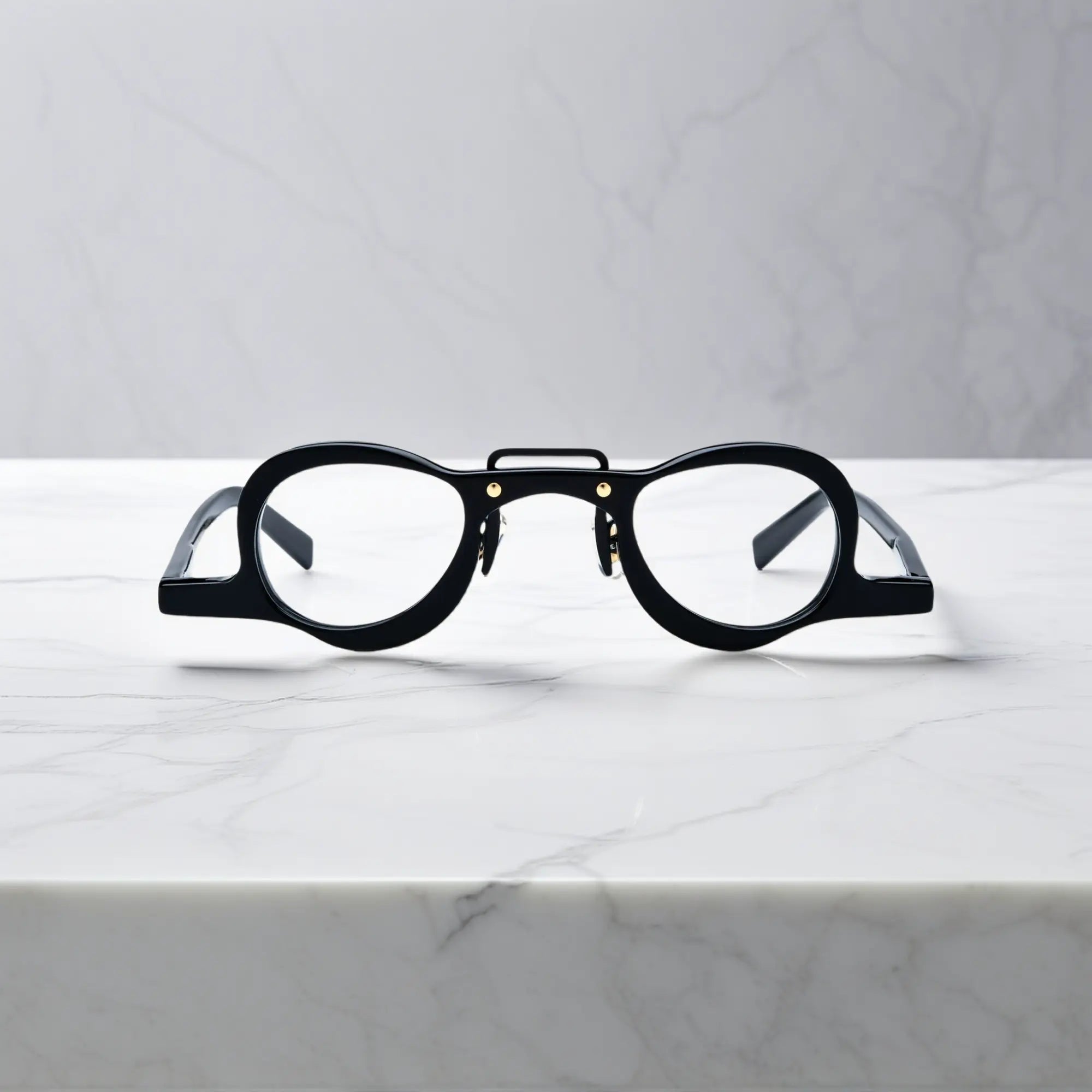 VoyueLens™ solid Black geometric eyeglasses front view